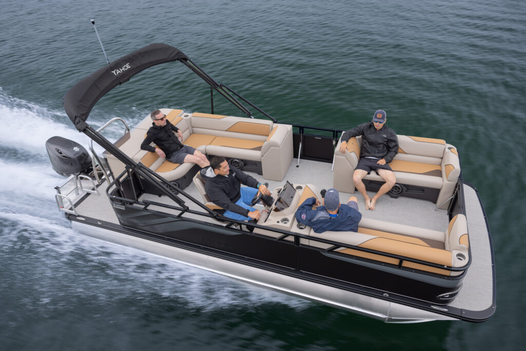 Tahoe Sport pontoon on the water