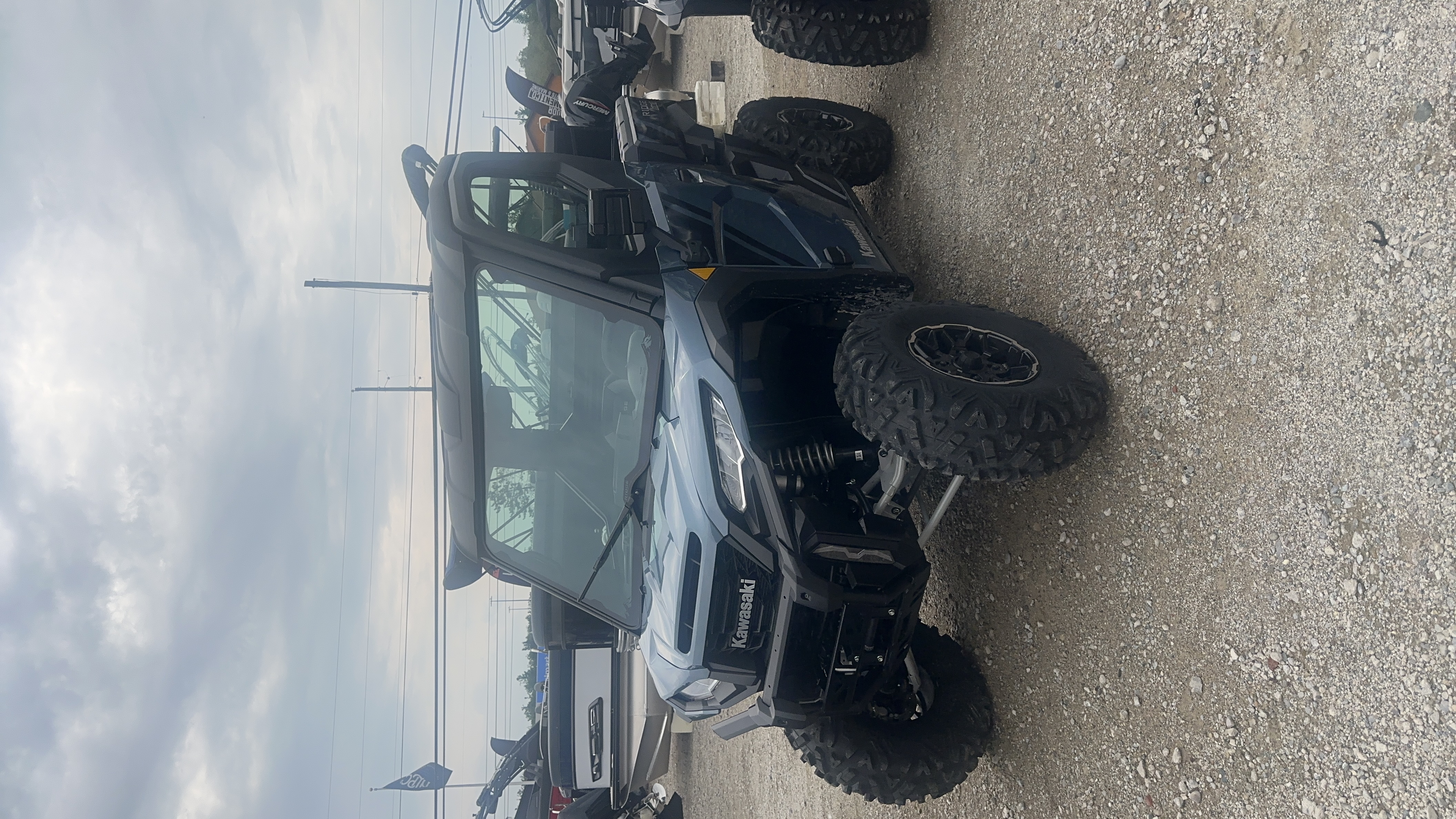2026 Kawasaki Ridge HVAC Metallic Bluish Gray w/ Side view mirrors UTV