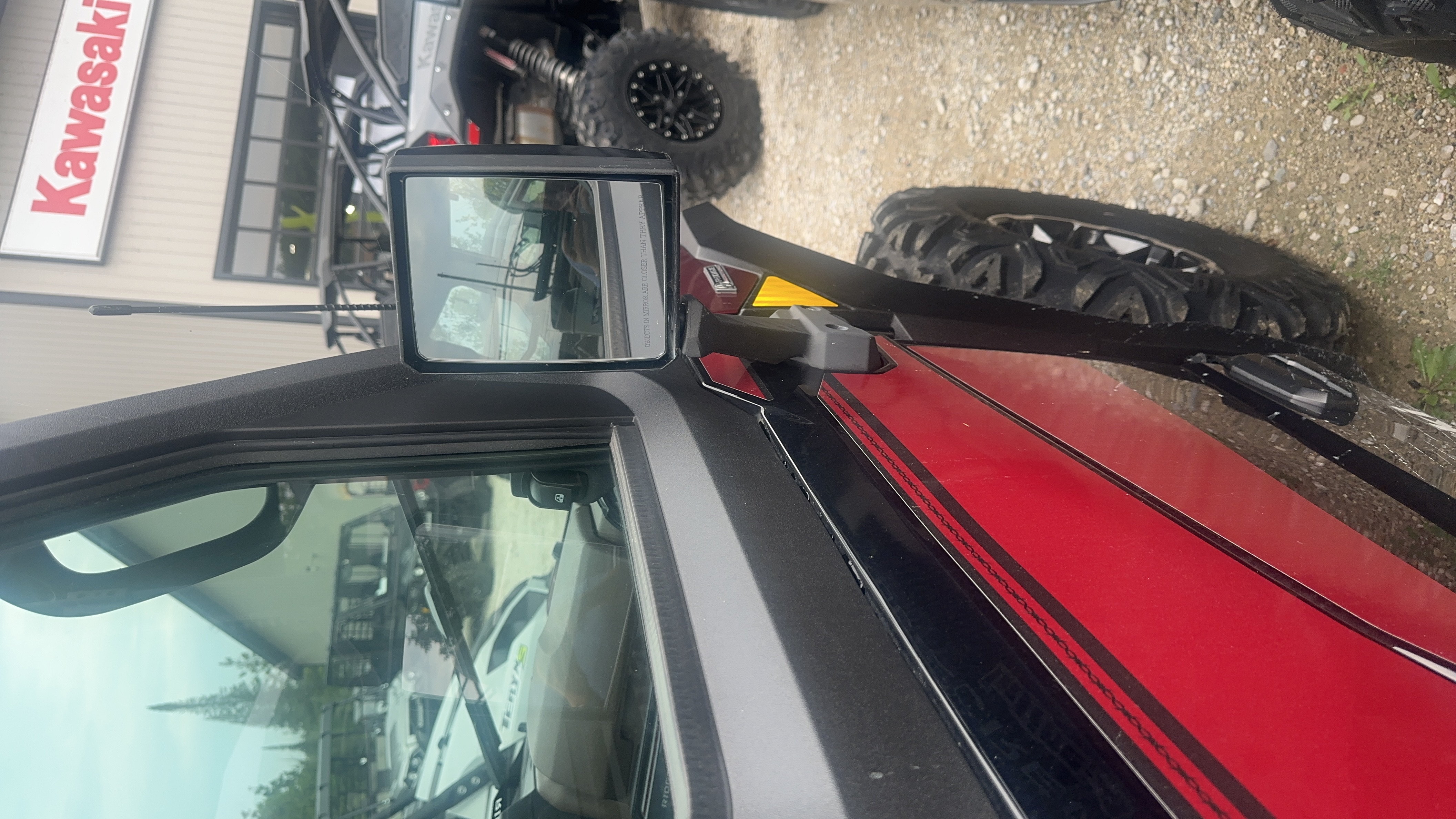 2026 Kawasaki Ridge Crew HVAC Platinum Ranch Edition Metallic Deep Red/Ebony w/ Side View Mirrors UTV