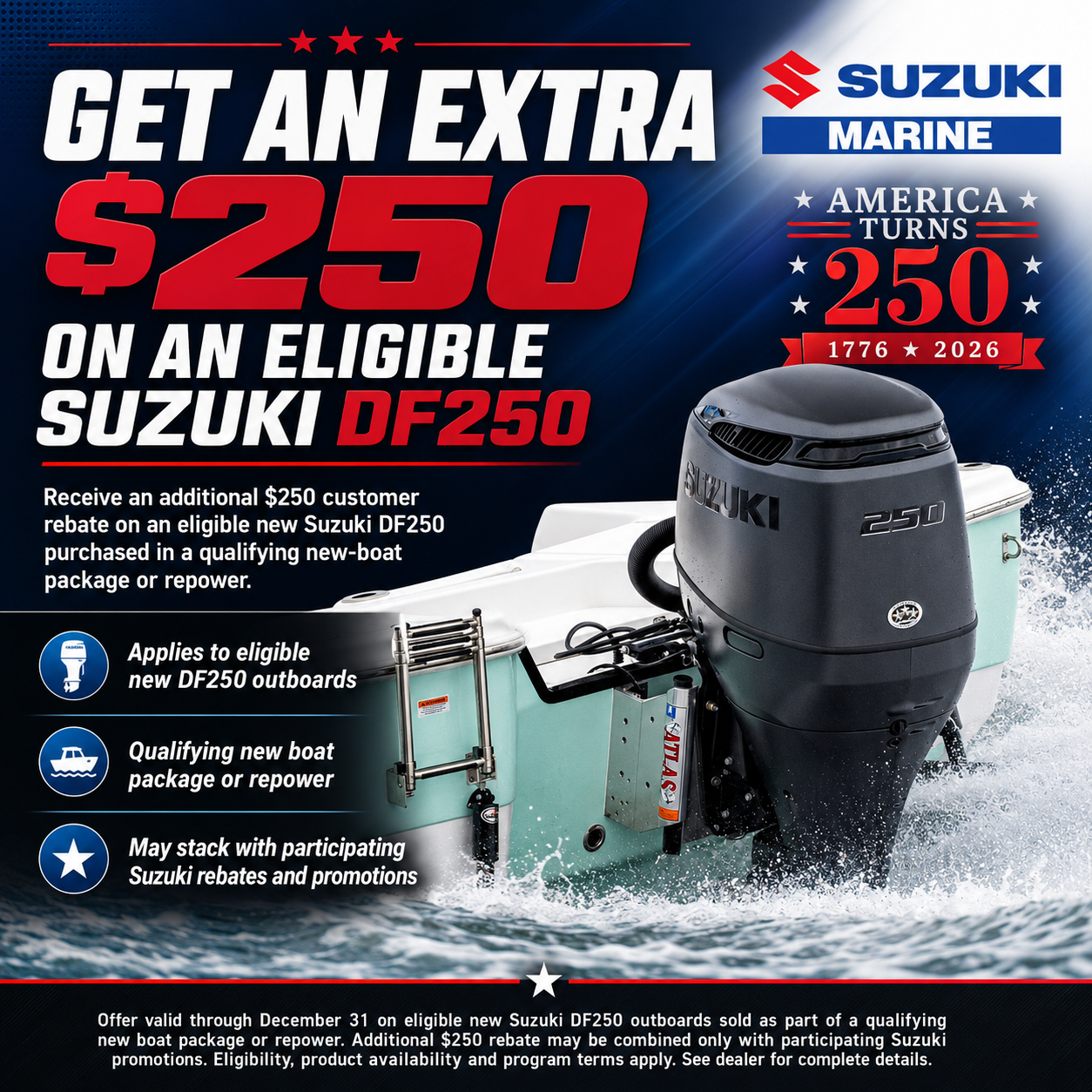 Suzuki DF250 Extra $250 Rebate