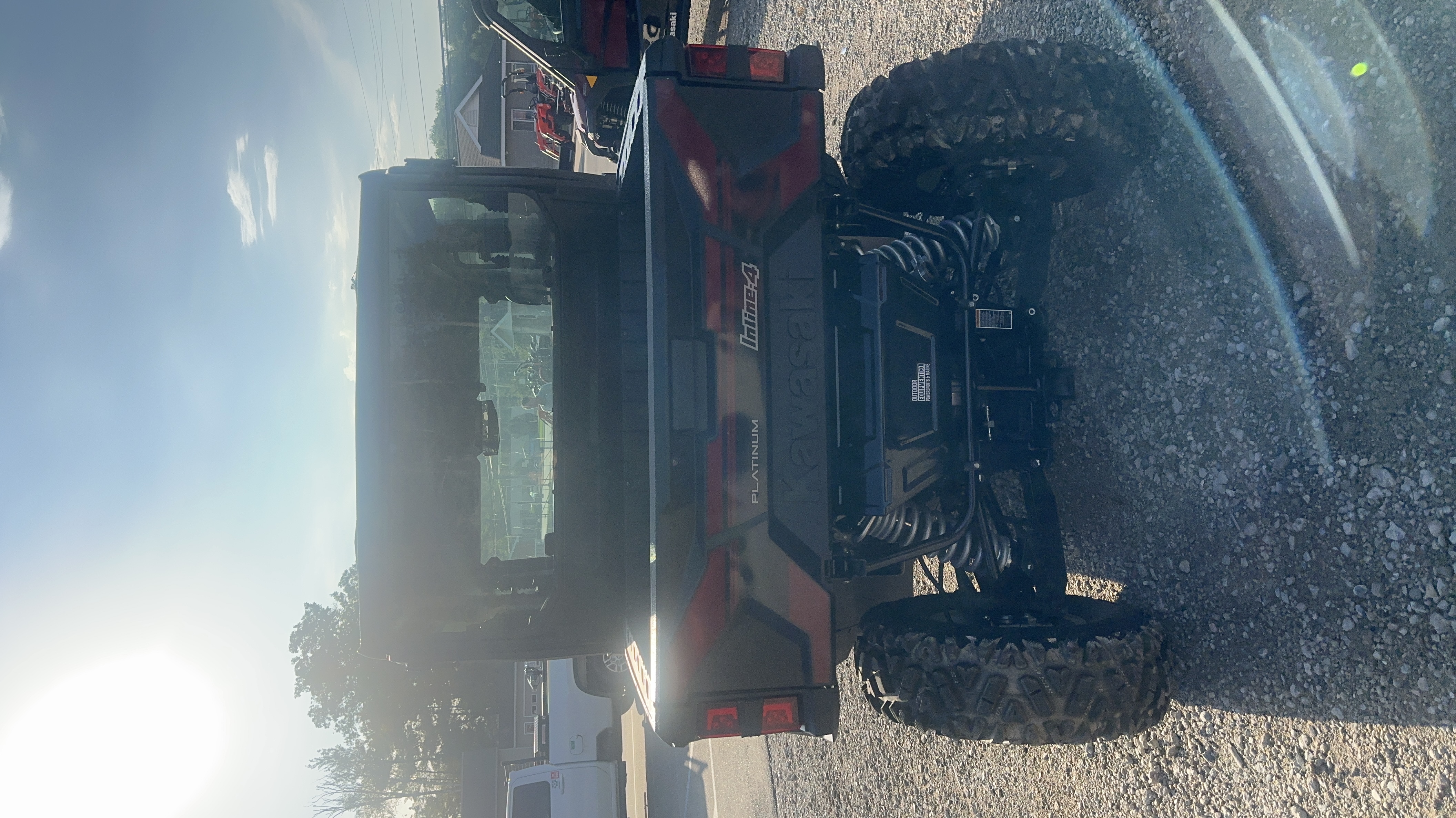 2026 Kawasaki Ridge Crew HVAC Platinum Ranch Edition Metallic Deep Red/Ebony w/ 72" Kawasaki Plow, Side View Mirrors UTV