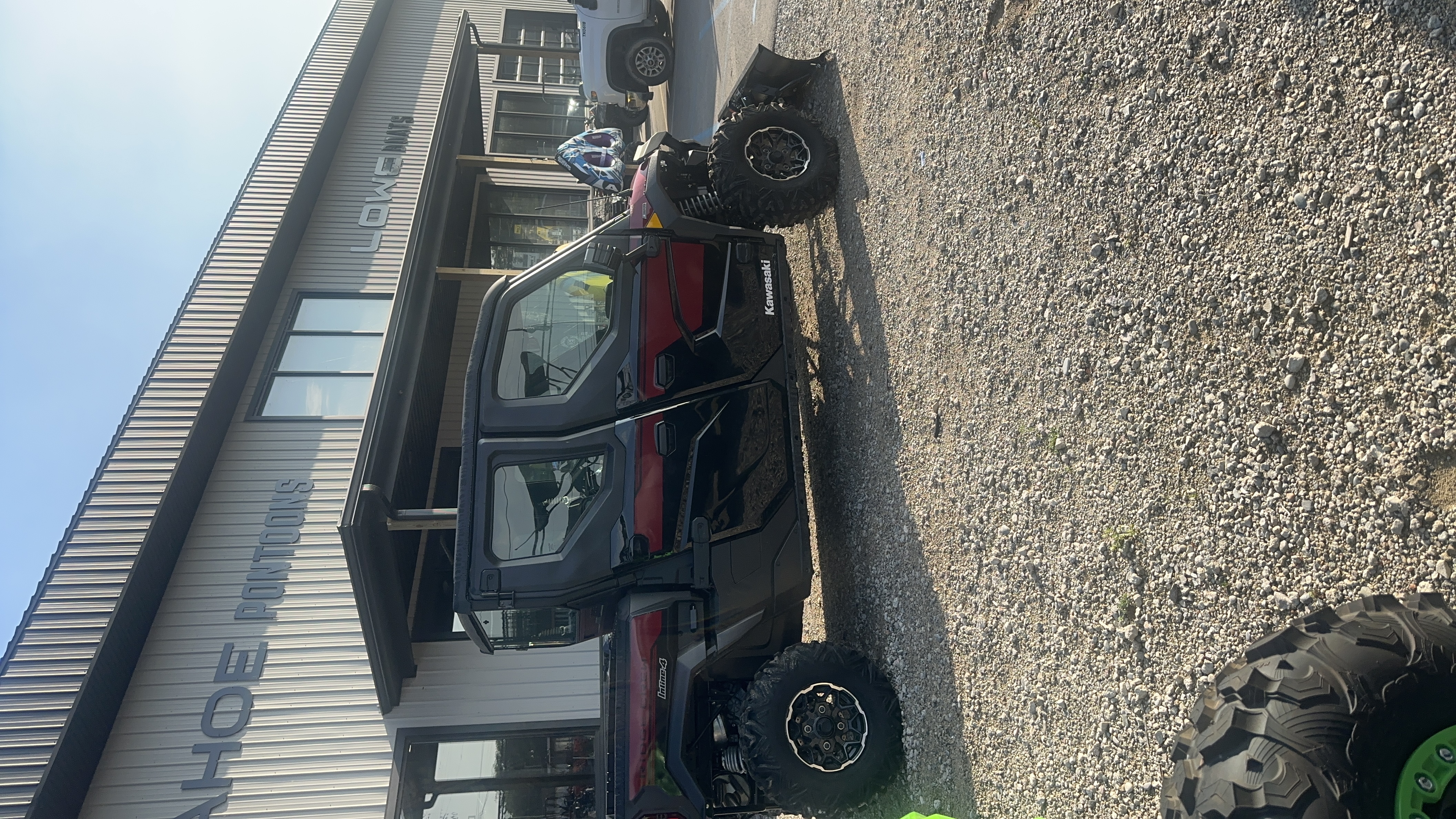 2026 Kawasaki Ridge Crew HVAC Platinum Ranch Edition Metallic Deep Red/Ebony w/ 72" Kawasaki Plow, Side View Mirrors UTV
