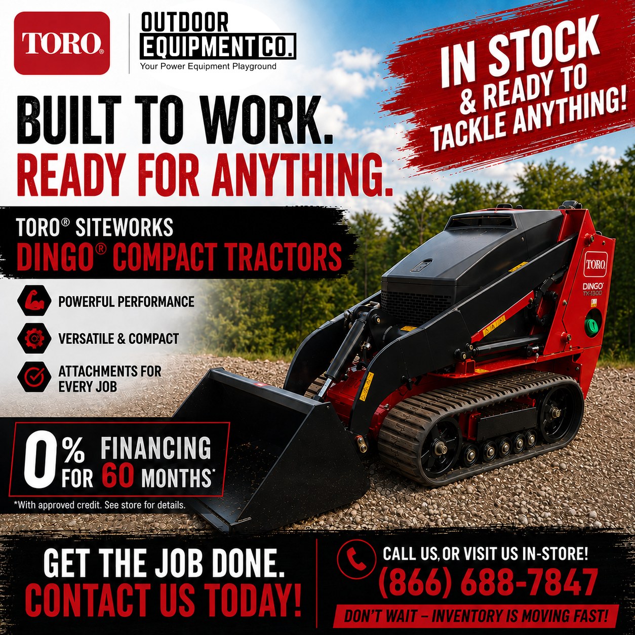 Toro SITEWORKS Dingo compact utility loaders - 0% financing for 60 months