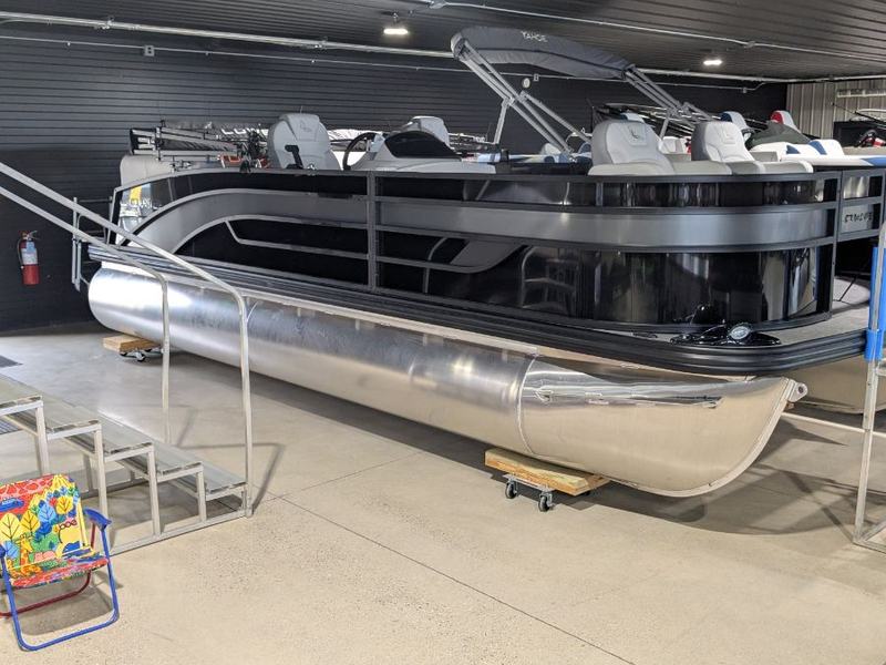 2025 Lowe SF212 Walk Thru pontoon in the showroom