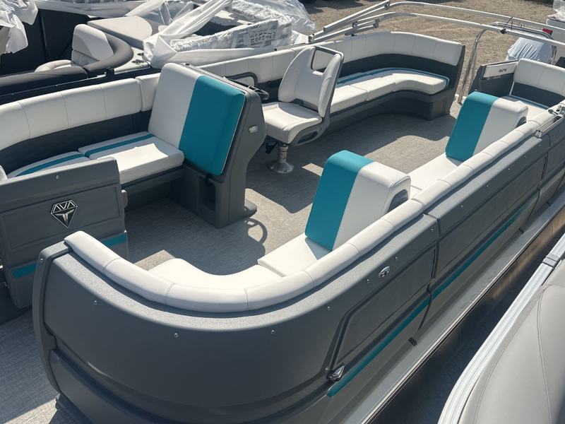 2026 Tahoe Aura 23 Quad Lounge, teal, interior seating